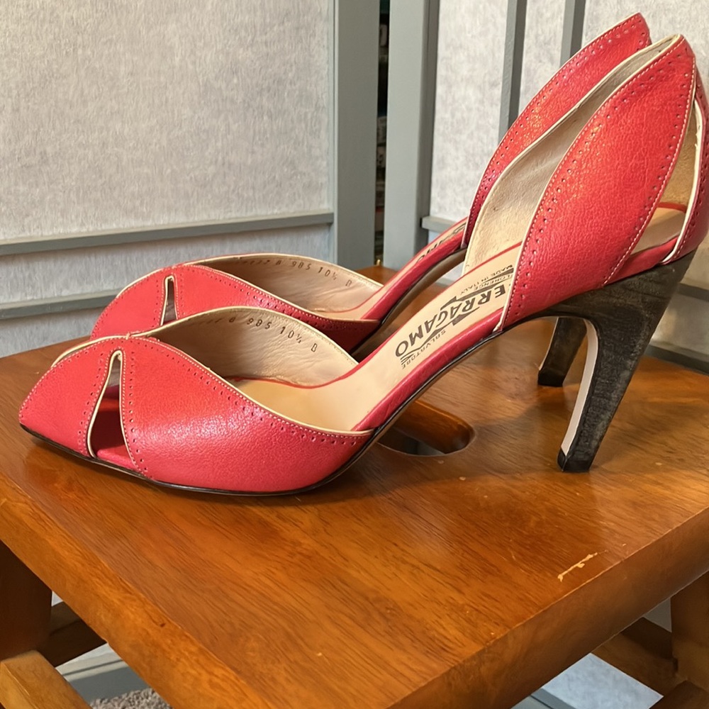 Salvatore Ferragamo Florence peep-toe D’Orsay heel